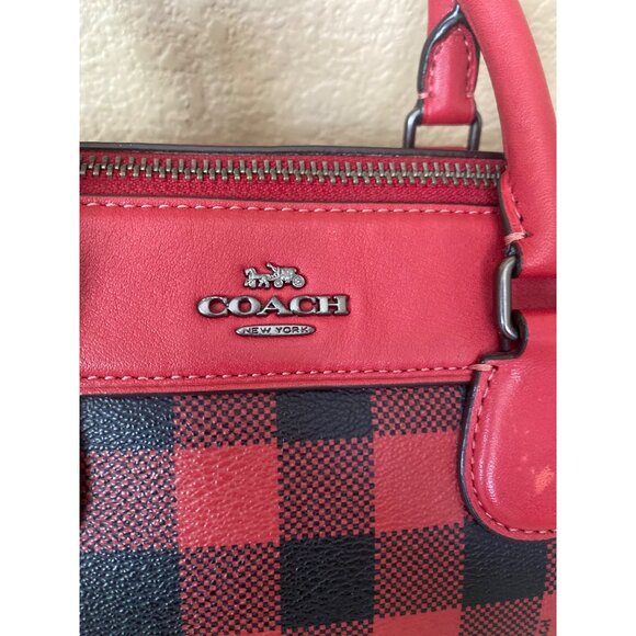 Coach Mini Bennett Satchel F38948 – Red Black Buffalo Plaid – Crossbody Bag - Picture 3 of 16